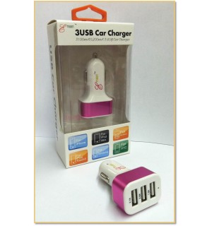 Emaan- 3-in-1 USB Car Adapter - PINK
